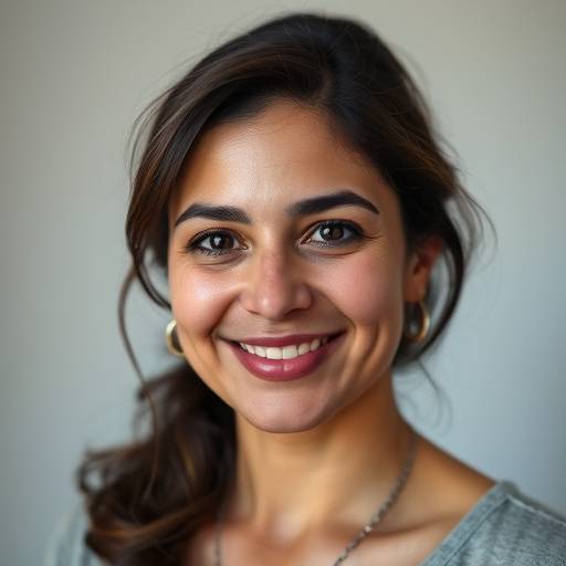 Retrato de Clara Menezes, co-fundadora e diretora da Academia, sorrindo gentilmente.