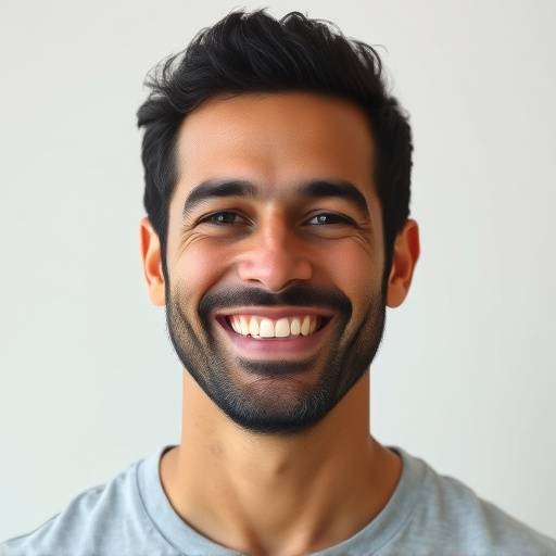 Retrato de Rafael Vieira, co-fundador e coordenador pedagógico da Academia, sorrindo confiantemente.